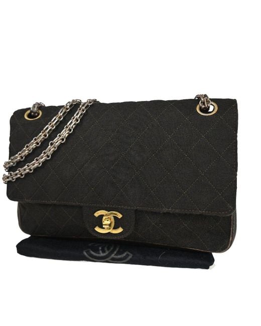 Chanel Black Matelassé Canvas Shoulder Bag (pre-owned)