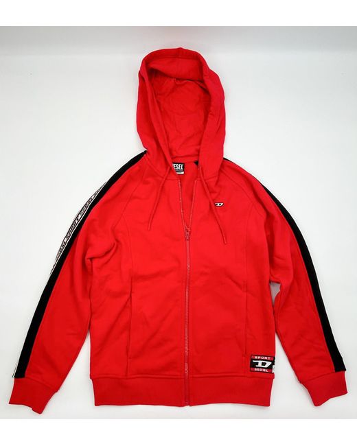 DIESEL Red Sport Trasteer Zip-Up Hoodie for men