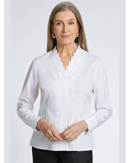 Foxcroft White Bridget Button Down Blouse