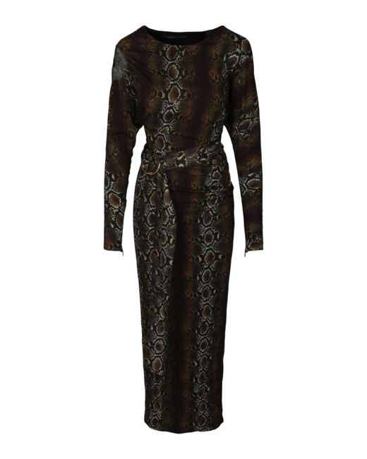 Versace Black Snake Printed Long Sleeve Dress