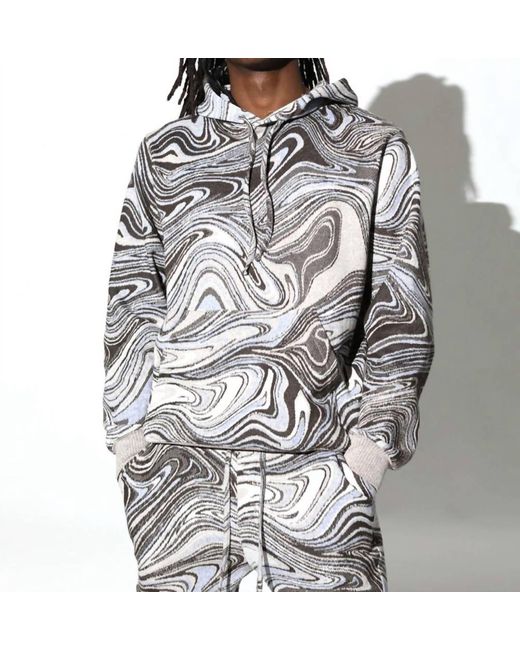 Twenty Gray Liquid Swirl Hyper Reality Knit Hoodie for men