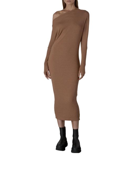 Enza Costa Sweater Knit Slouch Dress in Brown | Lyst