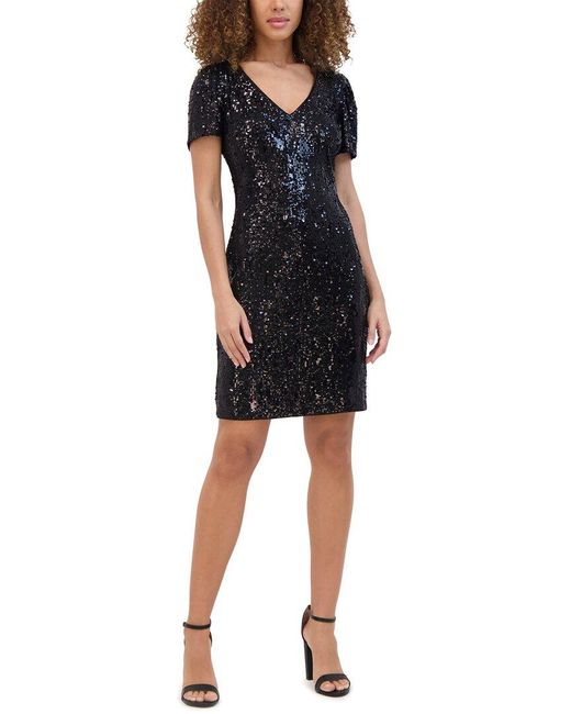 Kensie Black Sequin Mesh Mini Dress