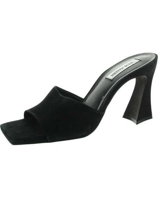 Steve Madden Black Fairfax Solid Nubuck Block Heel