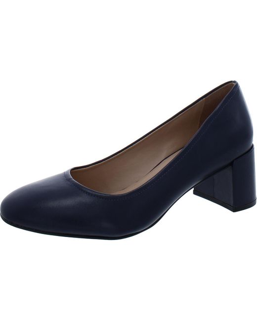 27 EDIT Blue Rebecca Solid Block Heel Pumps