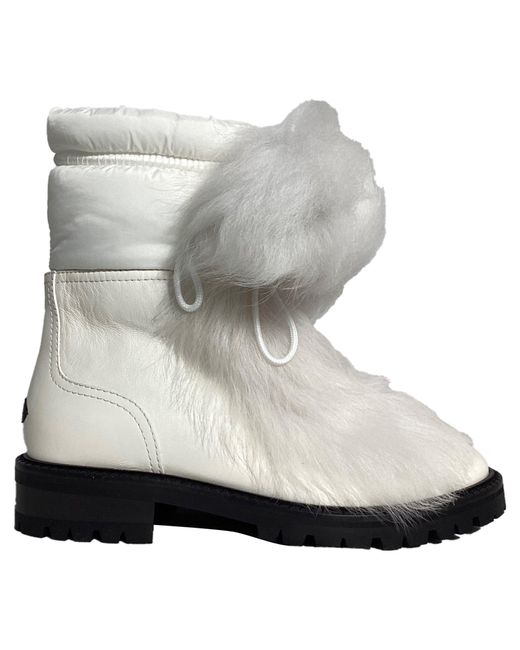 Jimmy Choo Gray Fur Trim Ankle Boots