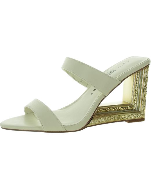 Katy Perry Green The Framing Wedge Two Band Memory Foam Faux Leather Wedge Sandals