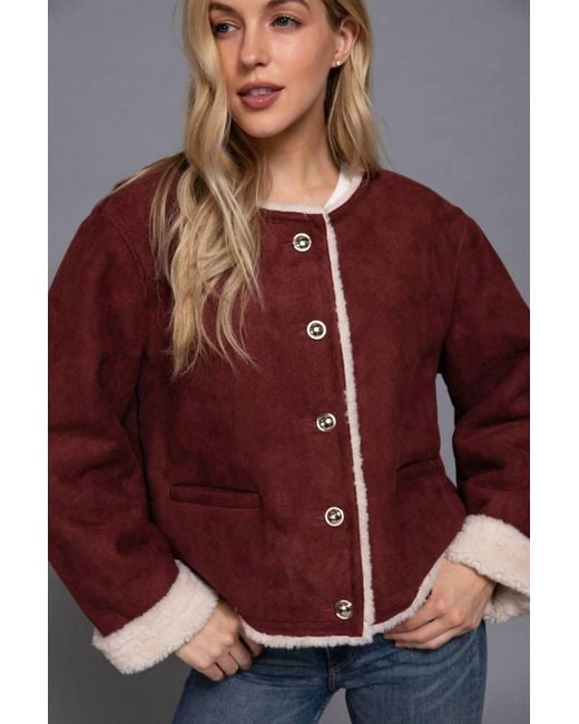 Active Basic Red Vista Button Down Jacket