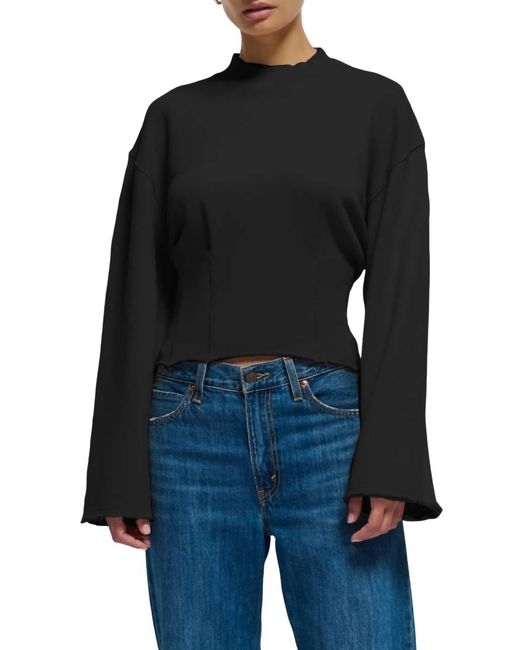 Nation Ltd Black Rocky Mock Neck Cotton Sweatshirt