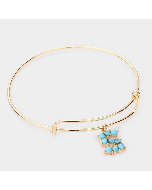 Fashnzfab Metallic S- Embellished Initial Monogram Charm Bracelet