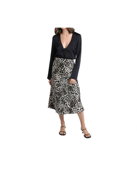 Sirena Black Florence Leopard Print Midi Skirt