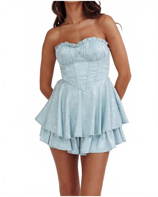 one & only Women's Blue Strapless Corset Romper