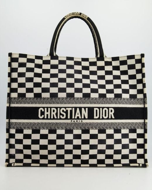 Dior Black Large Andchequered Book Tote Bag Rrp £2,550