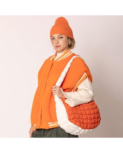 Fashnzfab Orange Game Day Quilted Puffer Shoulder Crossbody Bag Cloud Bag