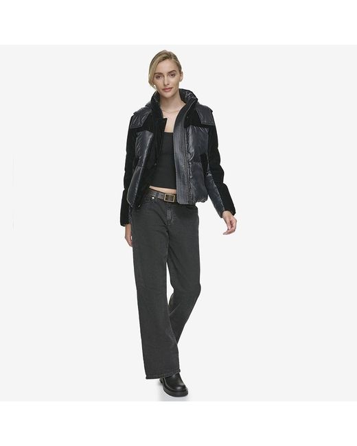 Andrew Marc Black Vega Mixed Media Short Down Coat