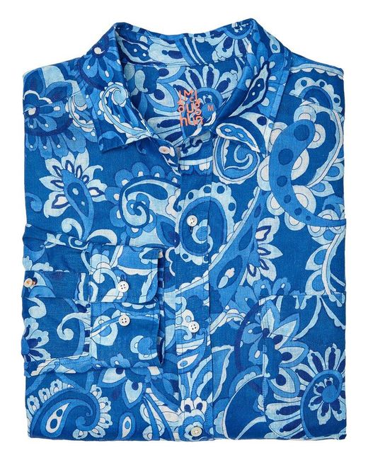 J.McLaughlin Blue J. Mclaughlin Meadowood Gramercy Linen Shirt for men