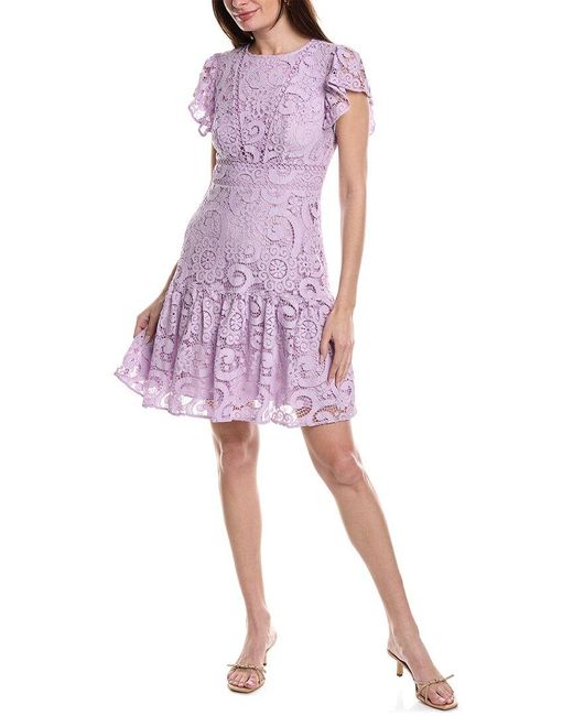 Nanette Lepore Purple Valentina Re-embroidered Mini Dress