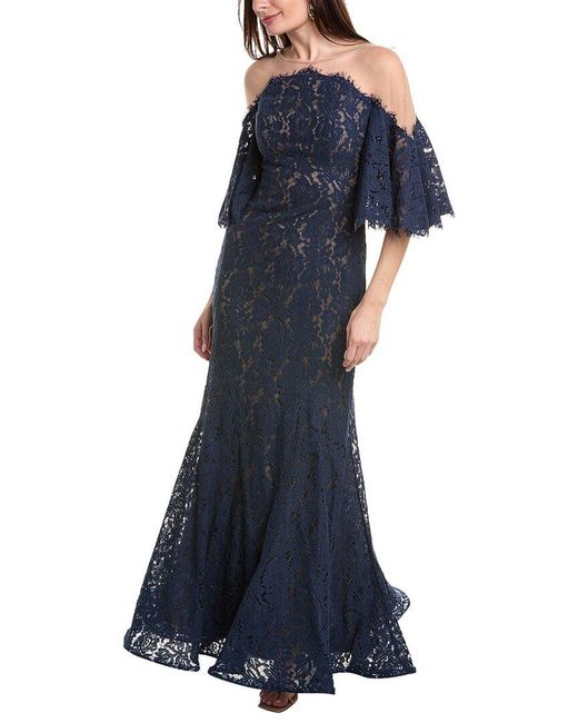 Rene Ruiz Blue Lace Gown