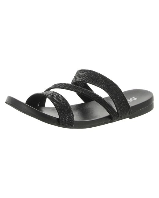MIA Black Paris Rhinestone Flip-flop Slide Sandals