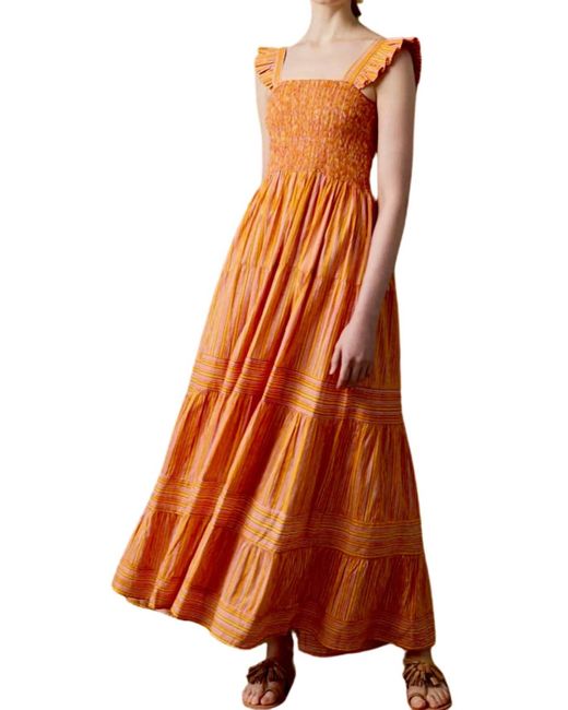 Guadalupe Orange Rocio Strip Dress