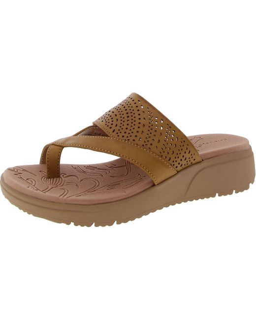 BareTraps Brown Toe Loop Manmade Flatform Sandals