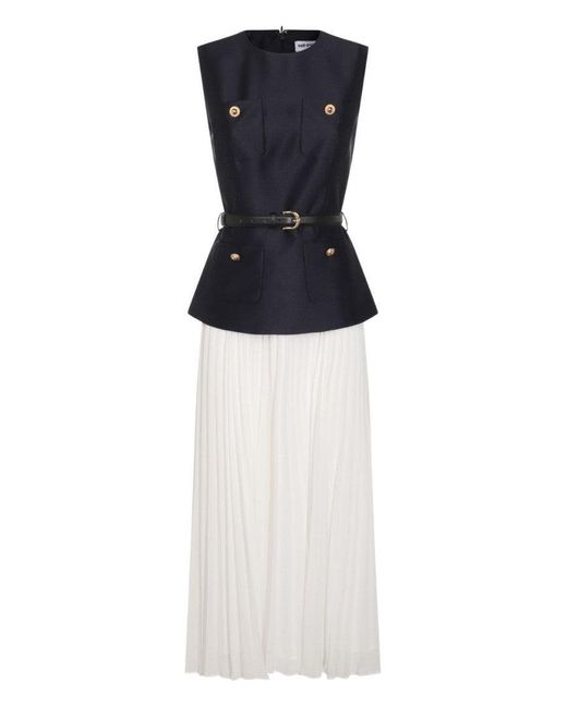 Self-Portrait Blue Taffeta Midi Dress