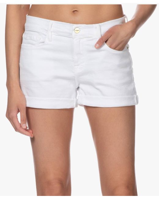 FRAME White Le Cut-off Cuffed Shorts