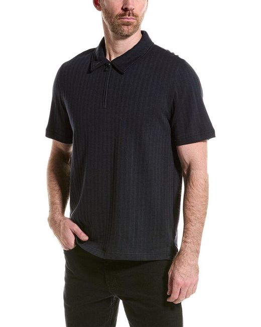 Magaschoni Black Collared Zip-front Polo Shirt for men