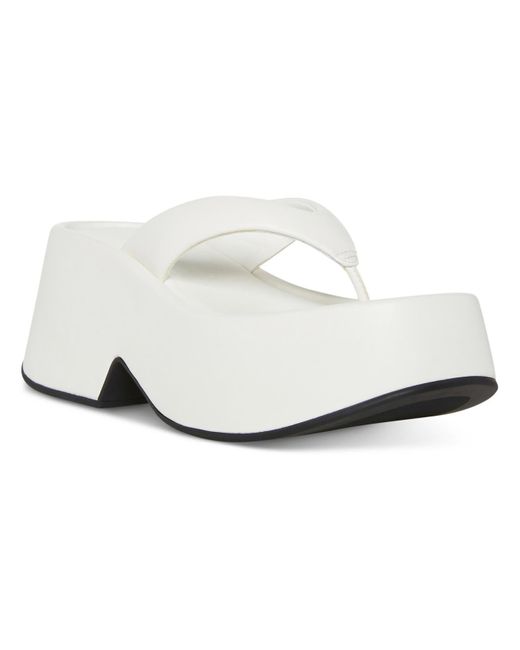 Madden Girl White L14498568 Faux Leather Thong Platform Sandals