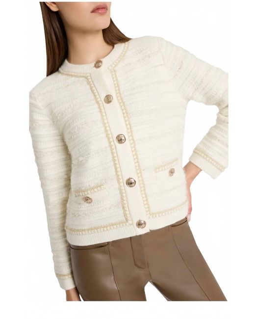 MILLY Natural Metallic Textured Knit Jacket