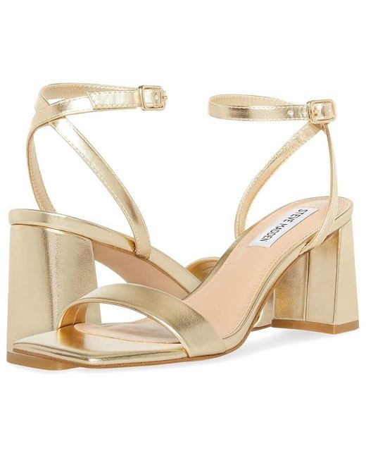 Steve Madden Metallic Luxe Sandal 10 Square Toe Ankle Strap Block Heel Khd1383