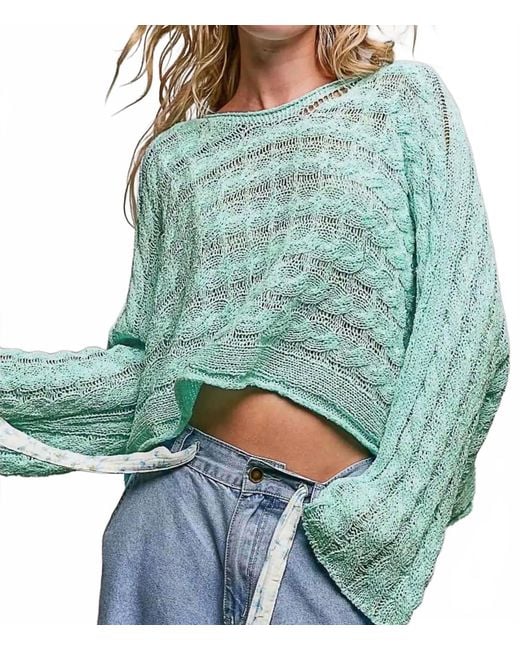 Pol Green Cable Knit Sweater