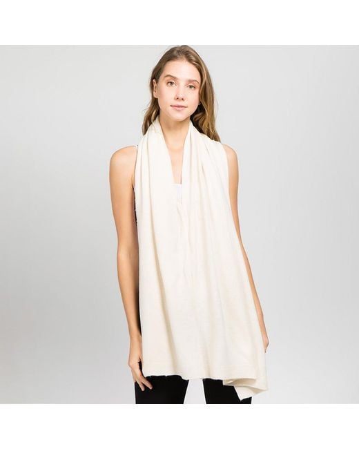 TRUEDAMES Natural Solid Versatile Asymmetrical Poncho Wrap Scarf
