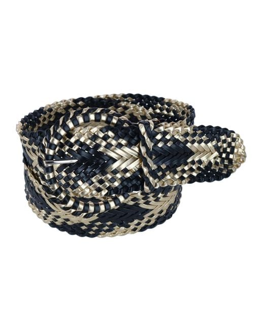 CTM Black Braided Plaid Wide Belt With Matching Buckle