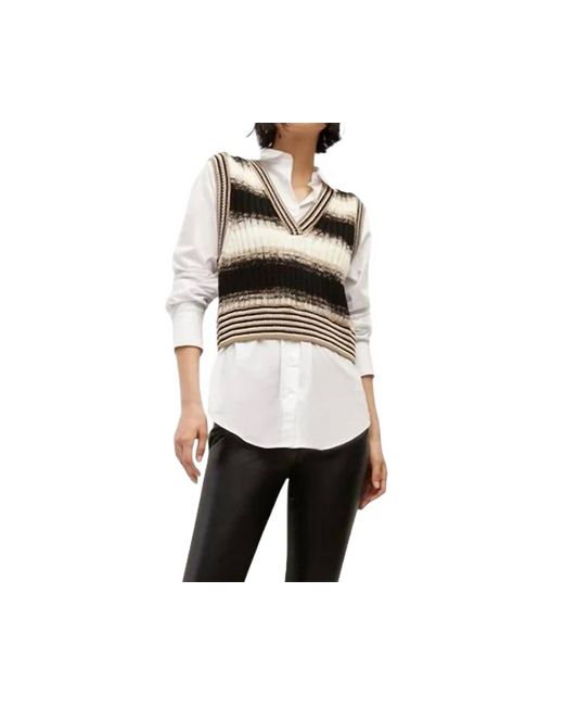 Veronica Beard Black Spear Mixed Media Vest