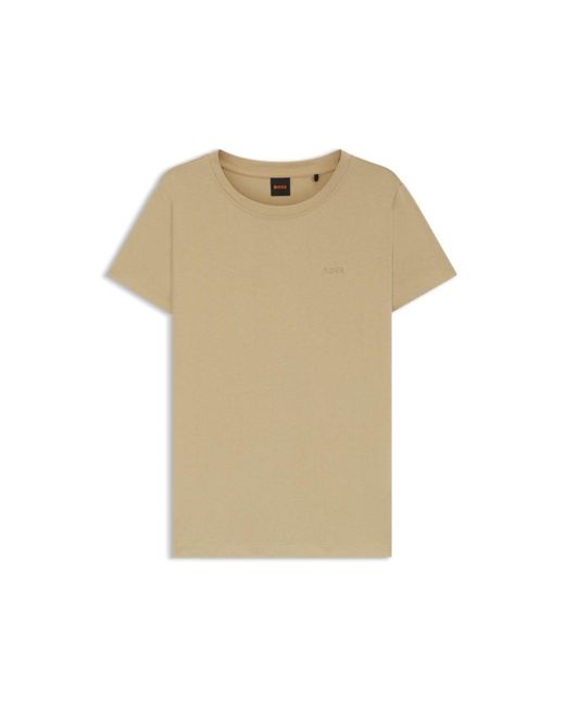 Boss Natural Cotton-Jersey T-Shirt With Logo Detail