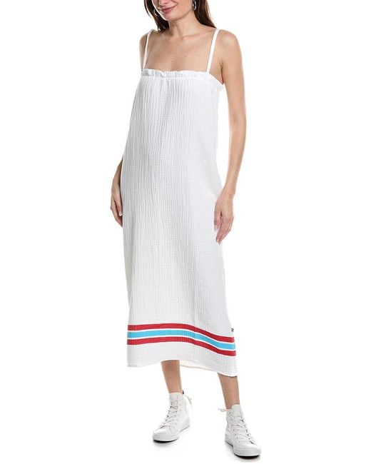Sol Angeles White Crepe Stripe Paperbag Maxi Dress
