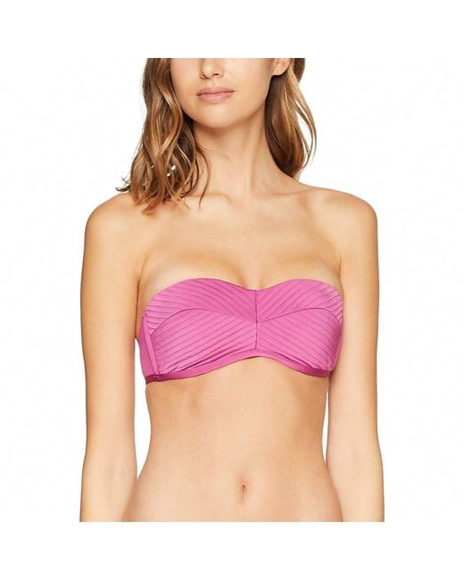 Seafolly Purple Solid Quilted Bustier Bikini Top