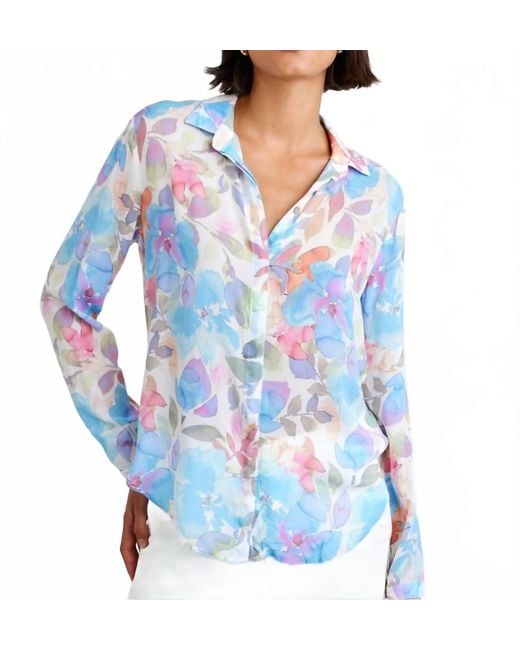 Bella Dahl Blue Hipster Floral Shirt