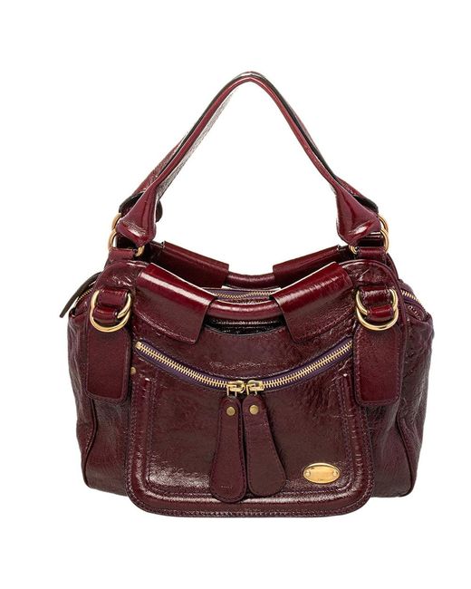 Chloé Red Patent Leather Front Pocket Satchel