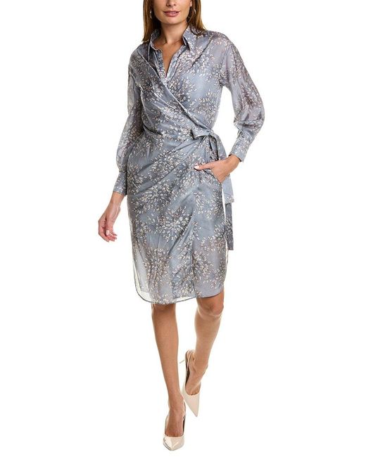 Brunello Cucinelli Gray Silk-blend Midi Dress