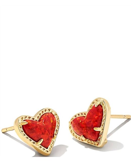 Kendra Scott Red Ari Heart Stud Earring