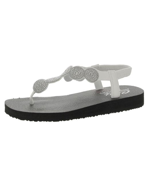 Skechers Gray Meditation-stars & Sparkle Embellished Fa Flip-flops