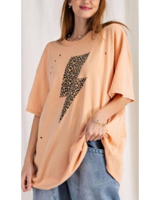Easel Blue Lightning Bolt Oversized Tee