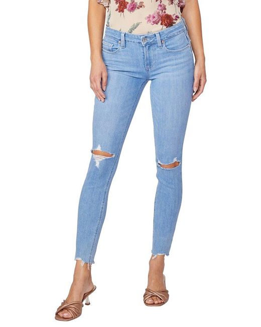 PAIGE Blue Verdugo Ratatouille W/ Gusto Hem Mid Rise Ultra Skinny Ankle Jean