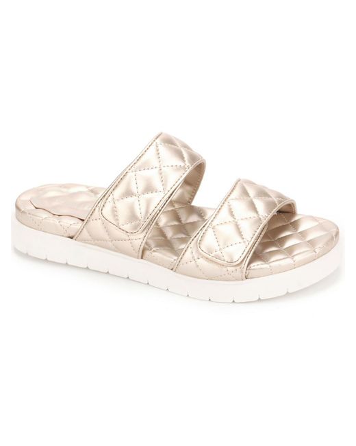 Kenneth Cole Metallic Reeves Quilted 2 Band Velcro Slip On Slide Sandals