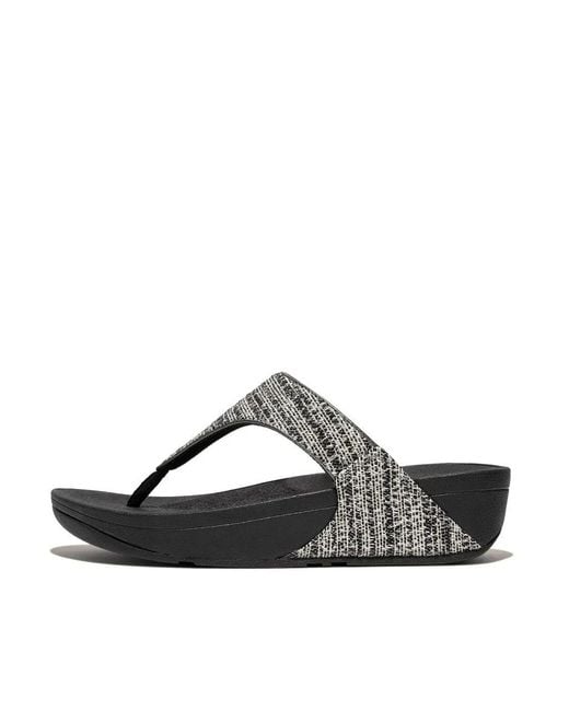 Fitflop Black Lulu Shimmerweave Thong Slip On Toe-Post Sandals Gal1445