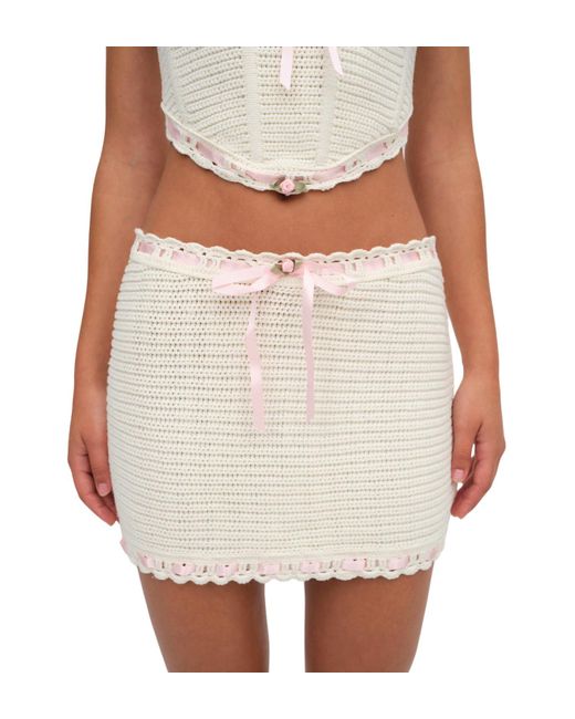 For Love & Lemons White Kelsey Crochet Mini Skirt