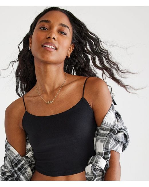 Aéropostale Seriously Soft Scoop-neck Cropped Cami in Black