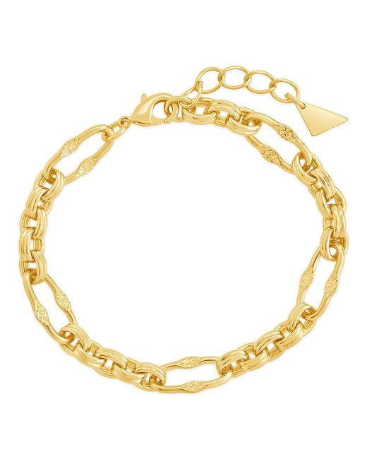 Sterling Forever Metallic Tegan Textured Long Link Bracelet
